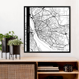 Obraz w ramie Mapy miast świata - Liverpool - biała