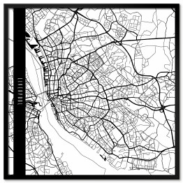 Plakat w ramie Mapy miast świata - Liverpool - biała