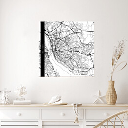 Plakat samoprzylepny Mapy miast świata - Liverpool - biała