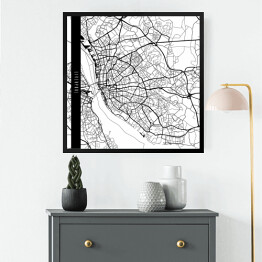 Obraz w ramie Mapy miast świata - Liverpool - biała