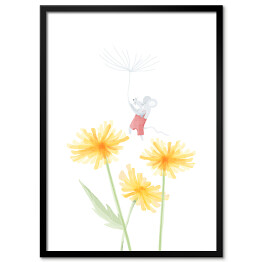Plakat w ramie Mysz nad kwiatem mleczu