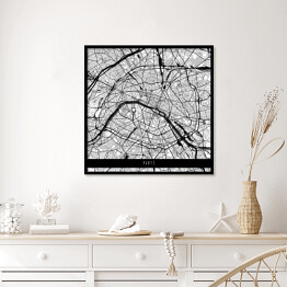Plakat w ramie Mapa miast świata - Paryż - biały