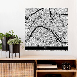 Plakat samoprzylepny Mapa miast świata - Paryż - biały