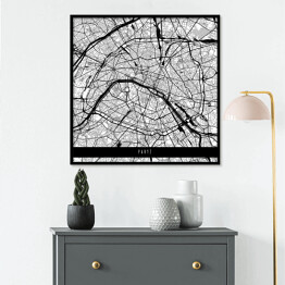 Plakat w ramie Mapa miast świata - Paryż - biały
