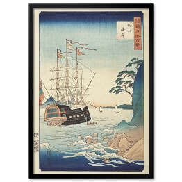 Plakat w ramie Utugawa Hiroshige Wybrzeże w prowincji Tsushima. Reprodukcja obrazu