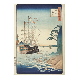 Plakat Utugawa Hiroshige Wybrzeże w prowincji Tsushima. Reprodukcja obrazu