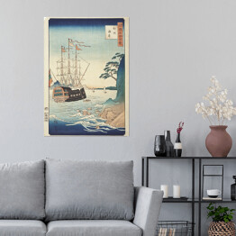 Plakat samoprzylepny Utugawa Hiroshige Wybrzeże w prowincji Tsushima. Reprodukcja obrazu