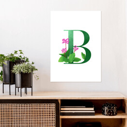 Plakat samoprzylepny Roślinny alfabet - litera B jak bergenia
