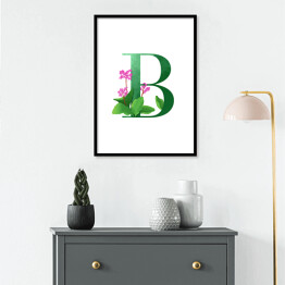 Plakat w ramie Roślinny alfabet - litera B jak bergenia