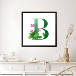 Obraz w ramie Roślinny alfabet - litera B jak bergenia
