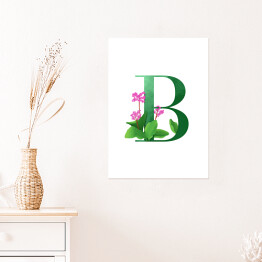 Plakat samoprzylepny Roślinny alfabet - litera B jak bergenia
