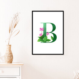 Plakat w ramie Roślinny alfabet - litera B jak bergenia