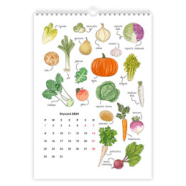 Kalendarz 13-stronicowy Kalendarz z sezonowym warzywami