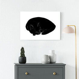 Obraz na płótnie Śpiący czarny koteczek