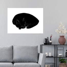 Plakat Śpiący czarny koteczek
