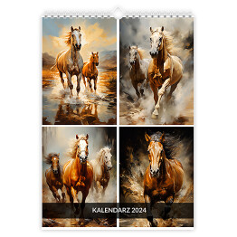 Kalendarz 13-stronicowy Kalendarz z końmi