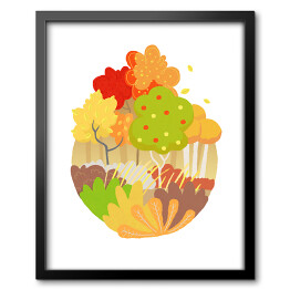 Obraz w ramie Ilustracja - jesienny las