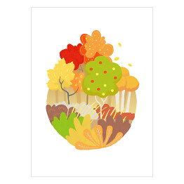 Plakat samoprzylepny Ilustracja - jesienny las