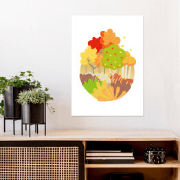 Plakat Ilustracja - jesienny las