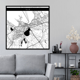 Plakat w ramie Mapa miast świata - Tallin - biała