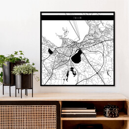 Plakat w ramie Mapa miast świata - Tallin - biała