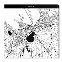 Obraz na płótnie Mapa miast świata - Tallin - biała