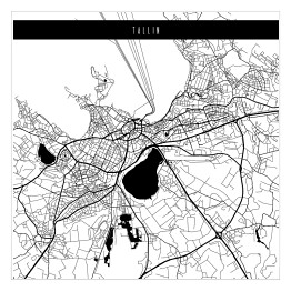 Plakat samoprzylepny Mapa miast świata - Tallin - biała