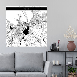 Plakat samoprzylepny Mapa miast świata - Tallin - biała