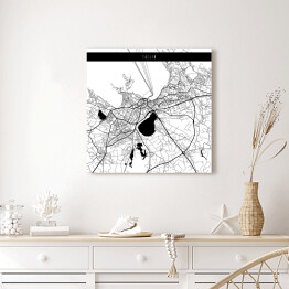 Obraz na płótnie Mapa miast świata - Tallin - biała