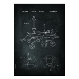 Plakat Kosmos - patenty na rycinach - czarno białe