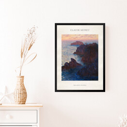 Obraz w ramie Claude Monet "Skały w Belle-Ile, Port-Domois" - reprodukcja z napisem. Plakat z passe partout