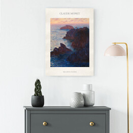 Obraz na płótnie Claude Monet "Skały w Belle-Ile, Port-Domois" - reprodukcja z napisem. Plakat z passe partout