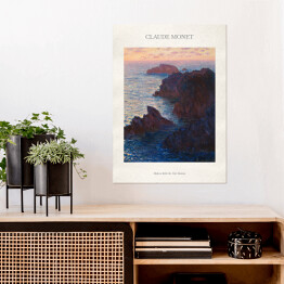 Plakat samoprzylepny Claude Monet "Skały w Belle-Ile, Port-Domois" - reprodukcja z napisem. Plakat z passe partout