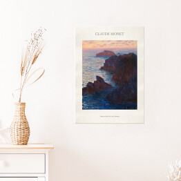 Plakat Claude Monet "Skały w Belle-Ile, Port-Domois" - reprodukcja z napisem. Plakat z passe partout
