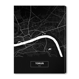 Obraz na płótnie Mapa Torunia czarno-biała z napisem na czarnym tle