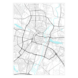Plakat samoprzylepny Mapa miasta Poznania - brak ramki i napisu