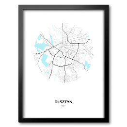 Obraz w ramie Mapa Olsztyna w kole