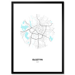 Plakat w ramie Mapa Olsztyna w kole