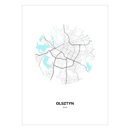 Plakat samoprzylepny Mapa Olsztyna w kole