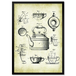Obraz klasyczny Rytuał parzenia herbaty. Retro plakat patentowy 