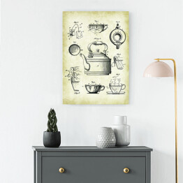 Obraz klasyczny Rytuał parzenia herbaty. Retro plakat patentowy 