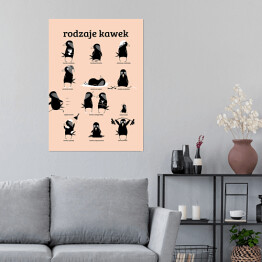 Plakat Rodzaje kawek - pudrowy róź - ilustracja