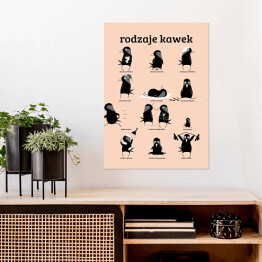 Plakat Rodzaje kawek - pudrowy róź - ilustracja