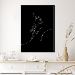 Plakat w ramie Koń - ilustracja - czarne konie