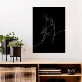 Plakat Koń - ilustracja - czarne konie