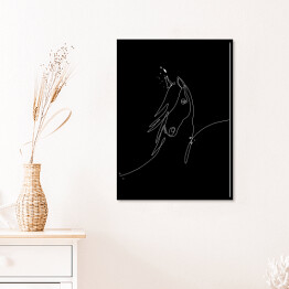 Plakat w ramie Koń - ilustracja - czarne konie