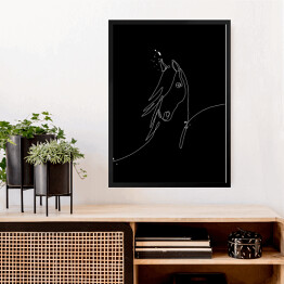 Obraz w ramie Koń - ilustracja - czarne konie