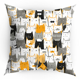 Poduszka Cataclysm - szaro żółte kociaki