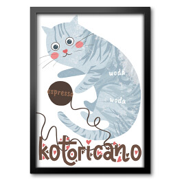 Obraz w ramie Ilustracja - kotoricano - kocie kawy