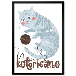 Plakat w ramie Ilustracja - kotoricano - kocie kawy